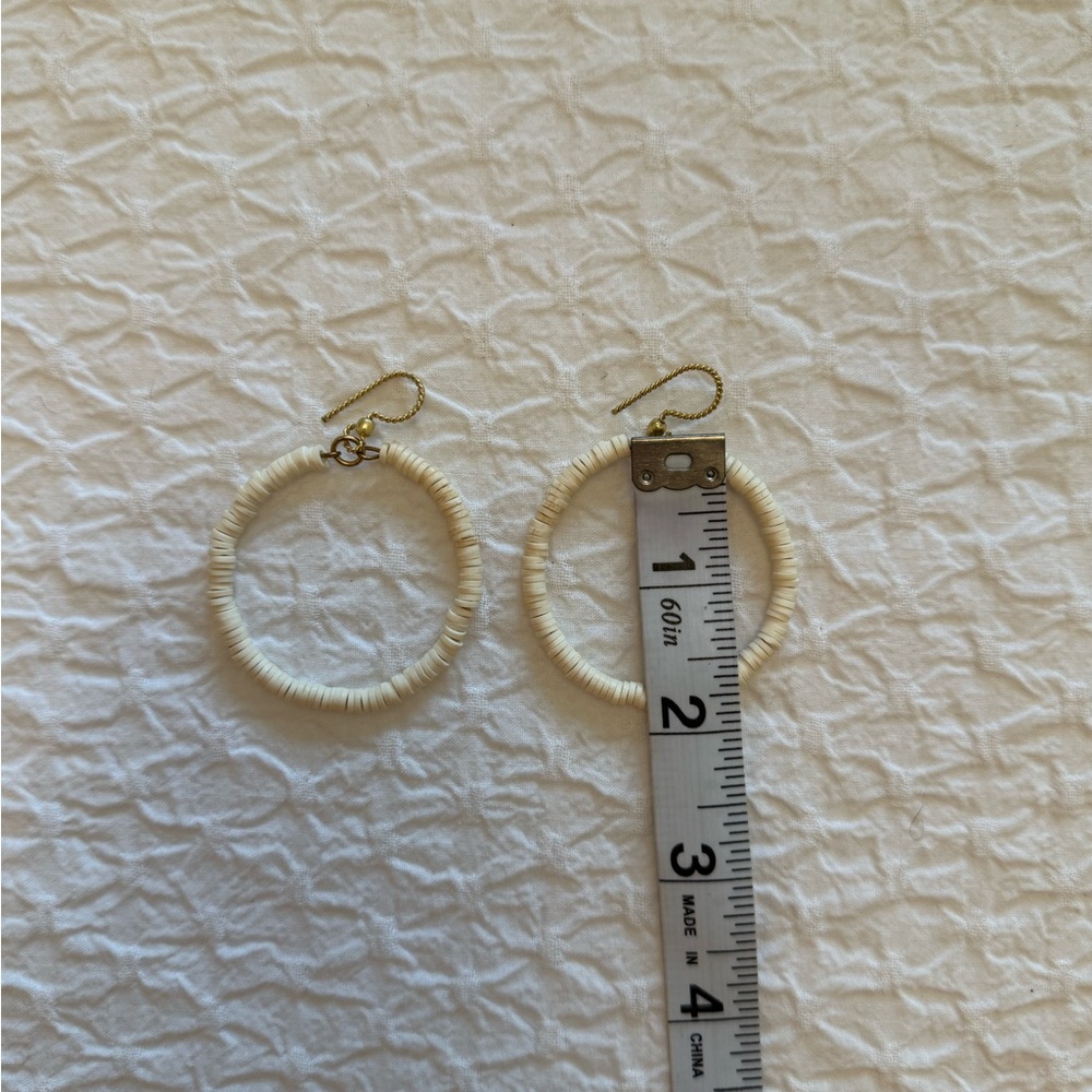 Neutral Beaded Hoop Earrings – Lightweight Boho Dangles - Picture 4 of 4